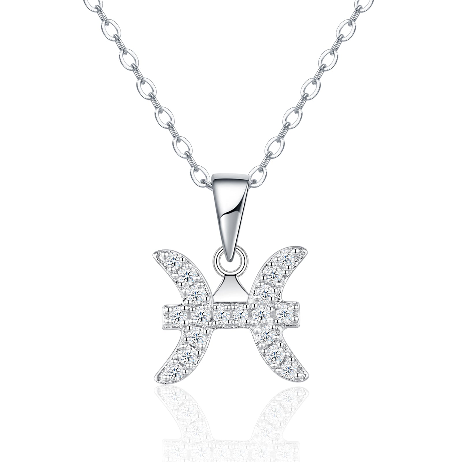 Collier Poissons en Argent Sterling S925 Pour Femme, Moissanite VVS1 Couleur D, Sertissage Platine, Bijoux Astrologiques avec Certificat GRA, Coffret Cadeau Anniversaire