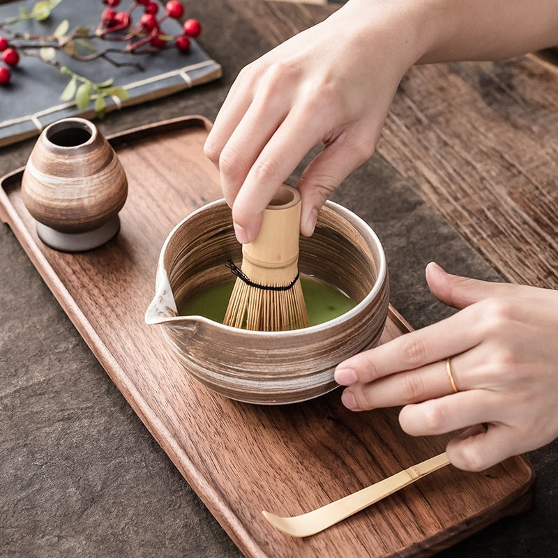 Bol Matcha — Ensemble de thé japonais pour matcha, Fouet à thé, Pinceau en bambou, Cent Benli Dynastie Song, Cérémonie du thé Zen