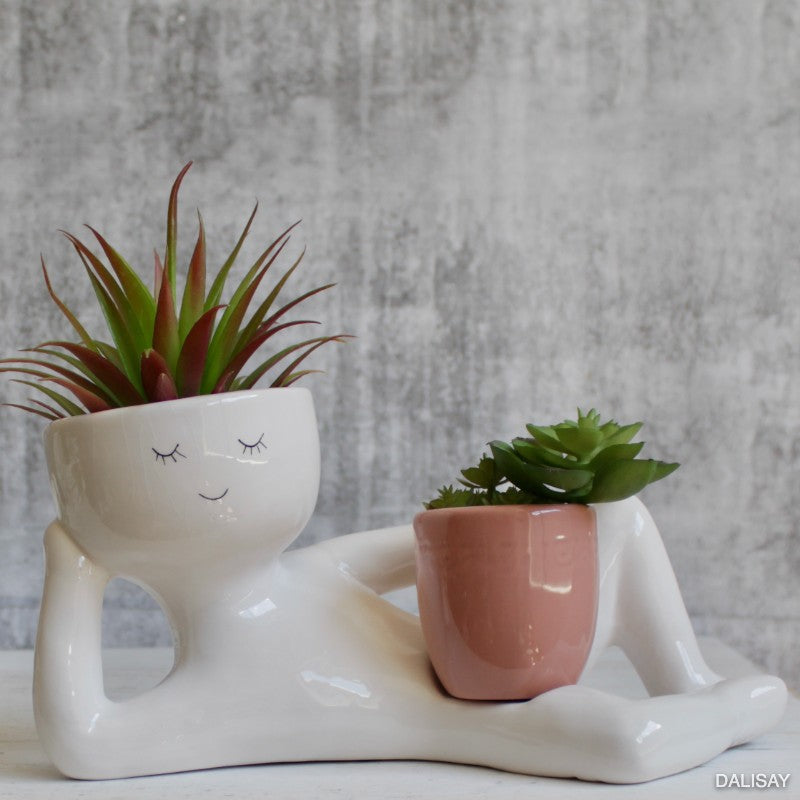 Succulent Pot de Fleurs Paresseux Petit Homme Décoration Maison Résine