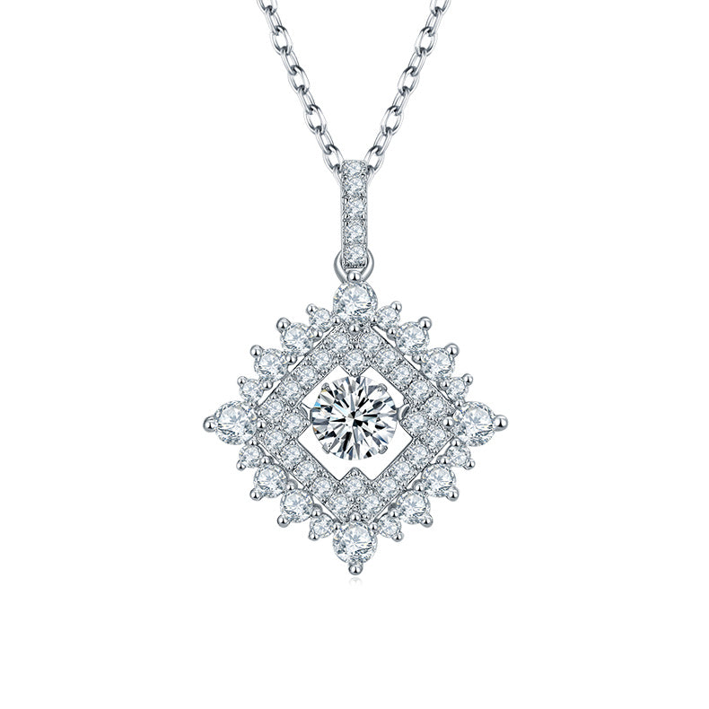 Collier Pendentif Diamant Géométrique en Moissanite 0,5ct D VVS1 Argent S925