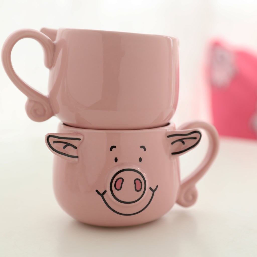Mug en céramique cochon avec oreilles suspendues