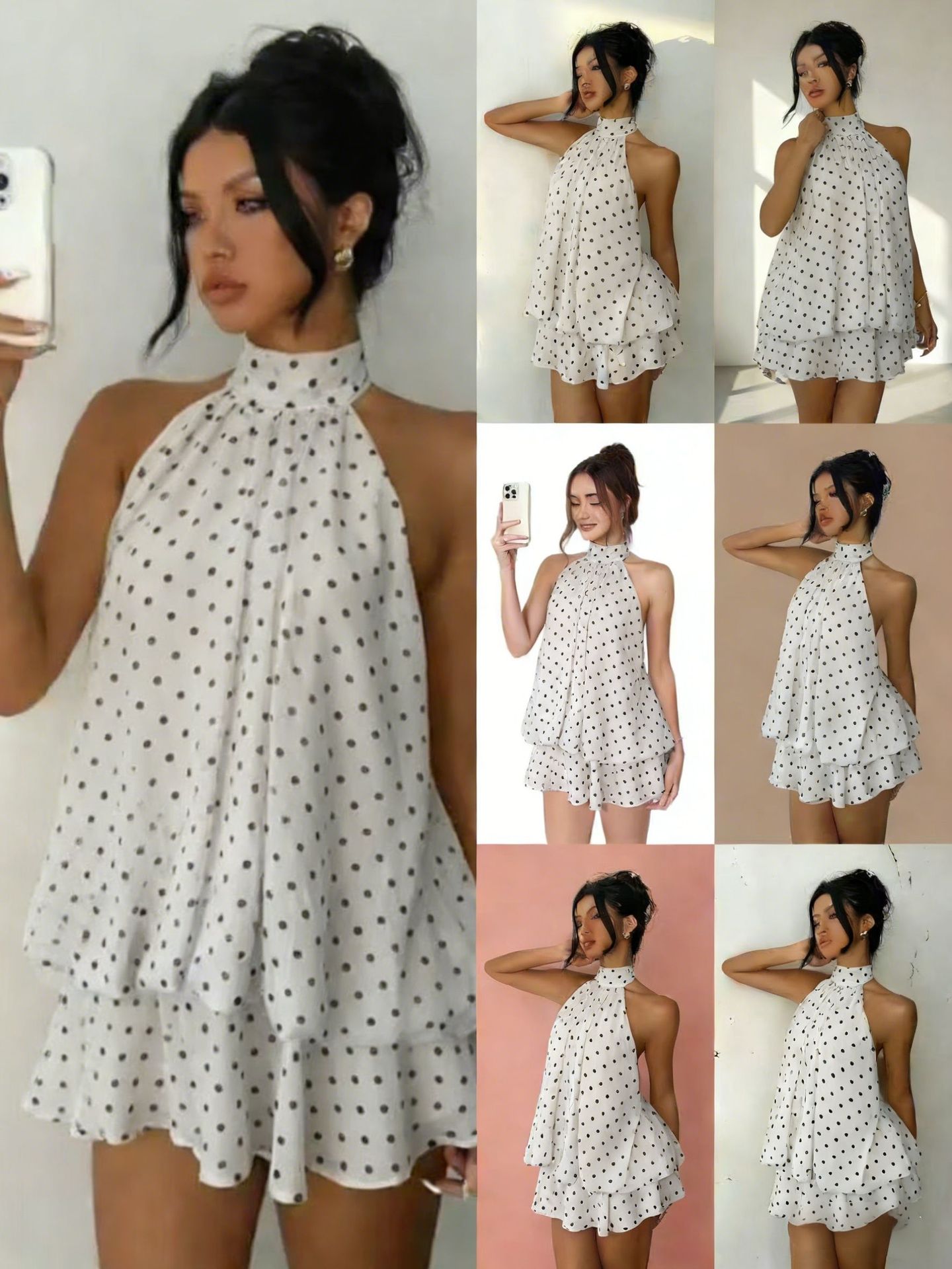 Robe Dos Nu en Mousseline à Longueur Mi-thé avec Jupe Évasée Audacieuse
