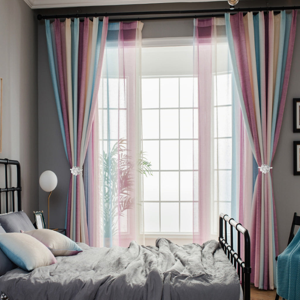 2 lots d'embrasses magnétiques pour rideaux extensibles – Porte-draps décoratif floral pour fenêtre (salon restaurant appartement)