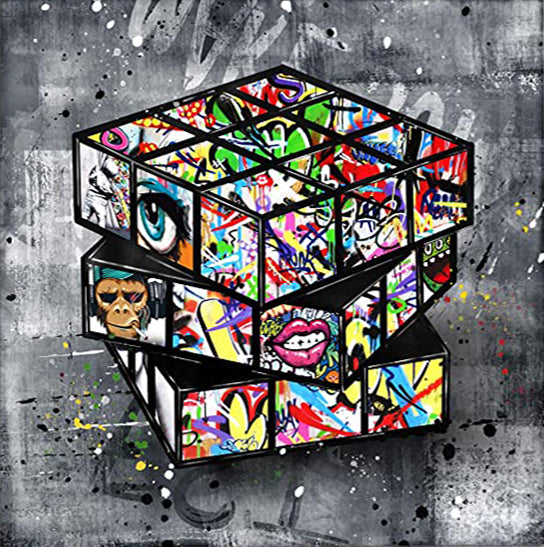 Tableau en toile Rubik's Cube Graffiti Banksy