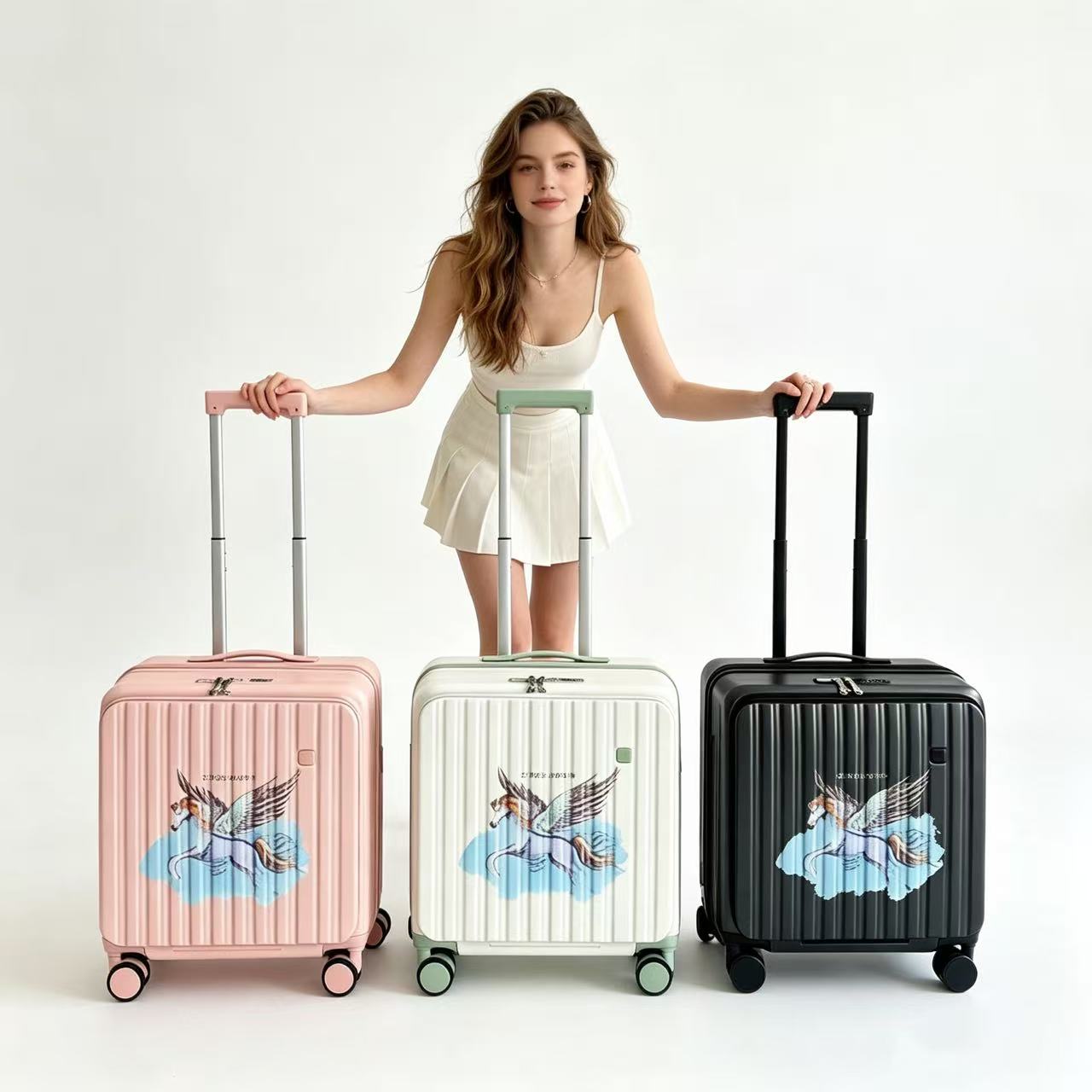 Compartiment Petit Bagage à Ouverture Latérale, Valise de Voyage Compacte 20 pouces, Légère et Pratique à Roulettes