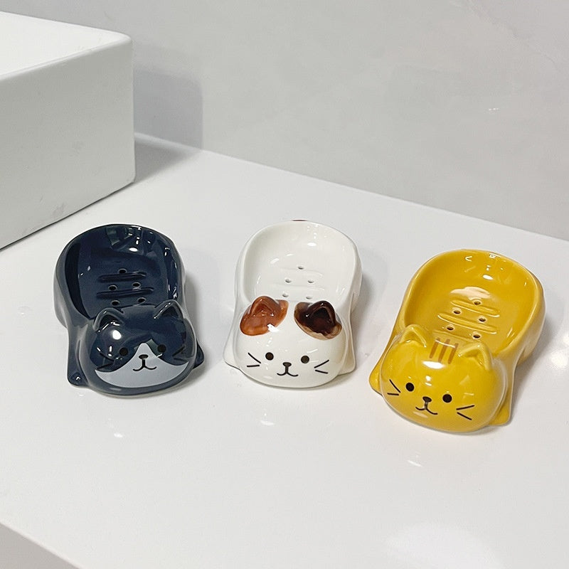 Assiette à savon en céramique de chat Sanhua de style japonais