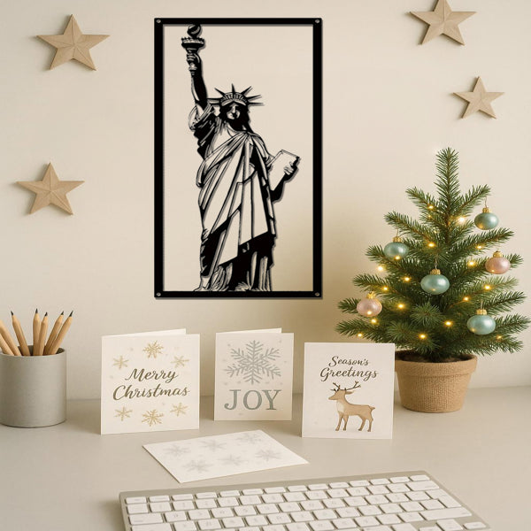CIFbuy Vintage Statue Of Liberty Metal Sculpture NYC Skyline Wall Art Patriotic Decor For Living Room Office Home