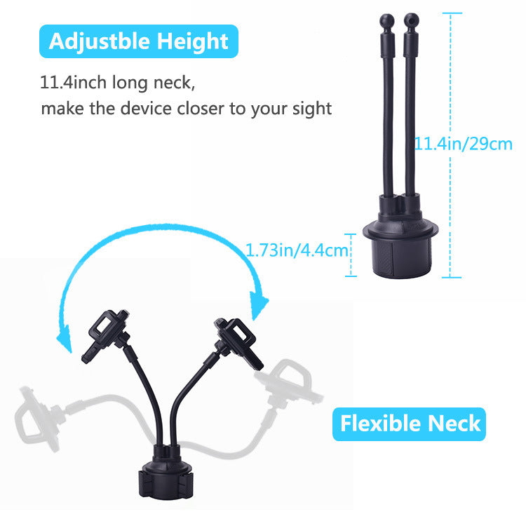 Support de Voiture Double Tête pour Bouteille d'Eau et Téléphone, Flexible et Universel