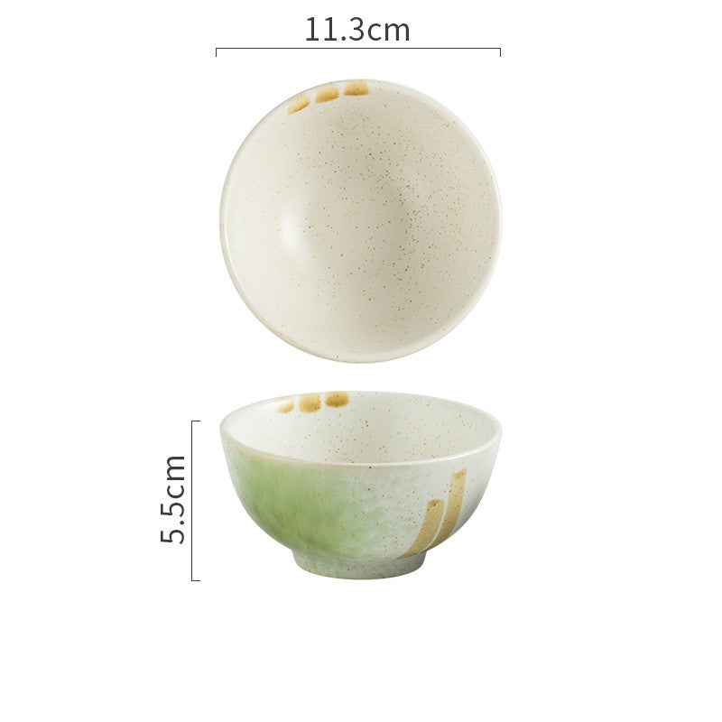 Japanese Bowl 4.5 Rice Bowl Ceramic  Small  Rice Bowl Soup Restaurant Spoon Plate Tableware Set