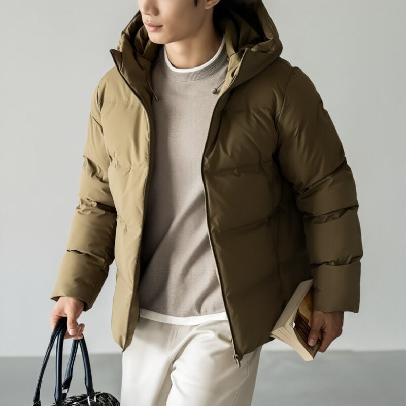 Veste Courte à Capuche pour Homme, Coupe Ajustée, Coupe-Vent, Imperméable et Chaude