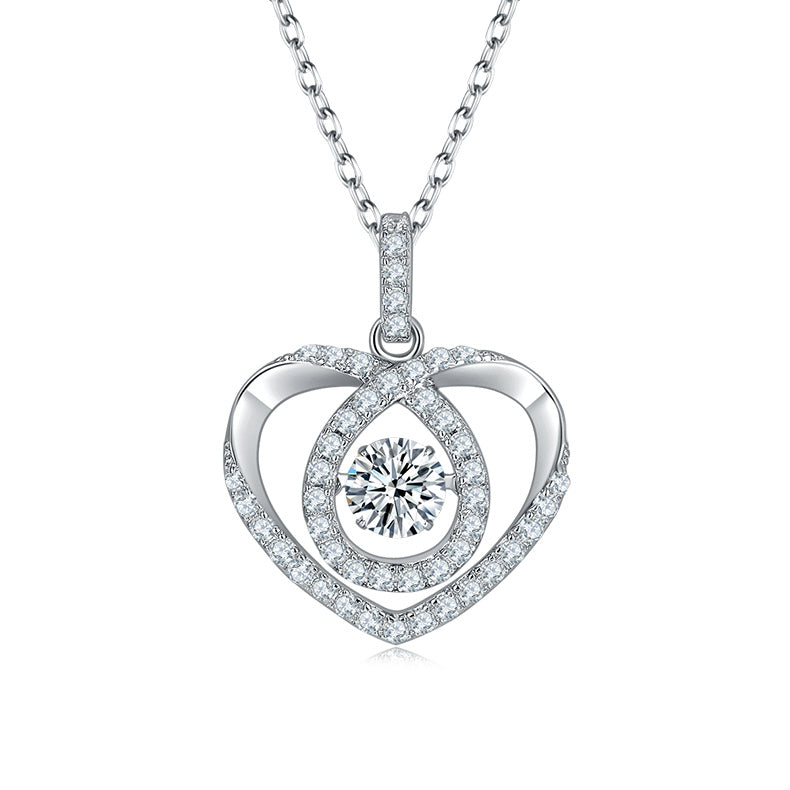 Collier cœur ouvert en argent sterling S925, 0,5 ct moissanite D VVS1, plaqué platine, 45 cm