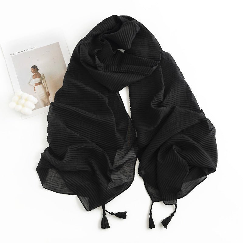 Écharpe à motif chevrons monochrome en cachemire artificiel pour femme, style simple et décontracté, châle chaud avec franges - IVOIRART.COM