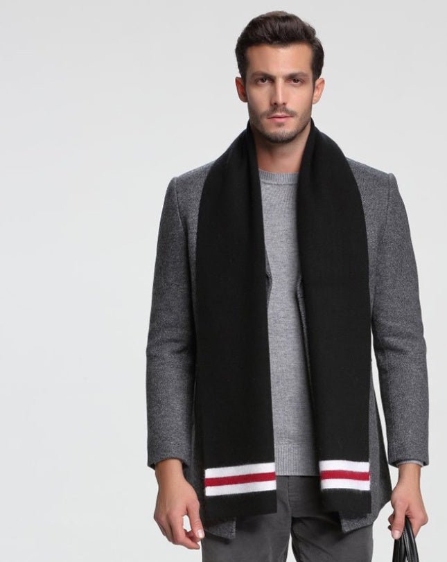 Écharpe homme automne-hiver en cachemire épais réversible motif tartan, 30×180cm - IVOIRART.COM