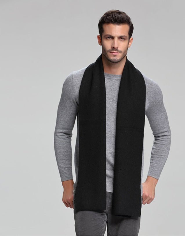 Écharpe homme automne-hiver en cachemire épais réversible motif tartan, 30×180cm - IVOIRART.COM