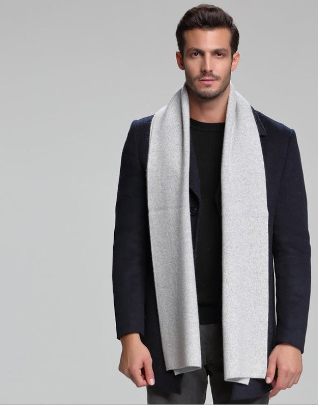 Écharpe homme automne-hiver en cachemire épais réversible motif tartan, 30×180cm - IVOIRART.COM