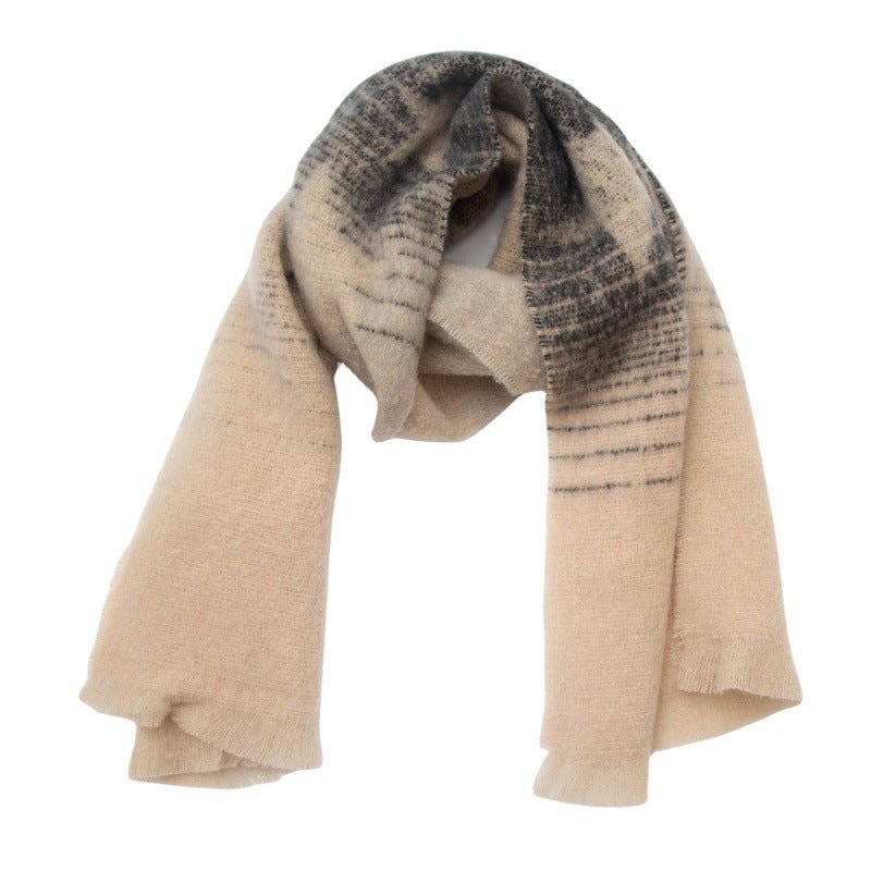 Écharpe Jacquard à Dégradé et Étoile à Cinq Branches en Fil Rond pour Automne Hiver Europe et Amérique - IVOIRART.COM