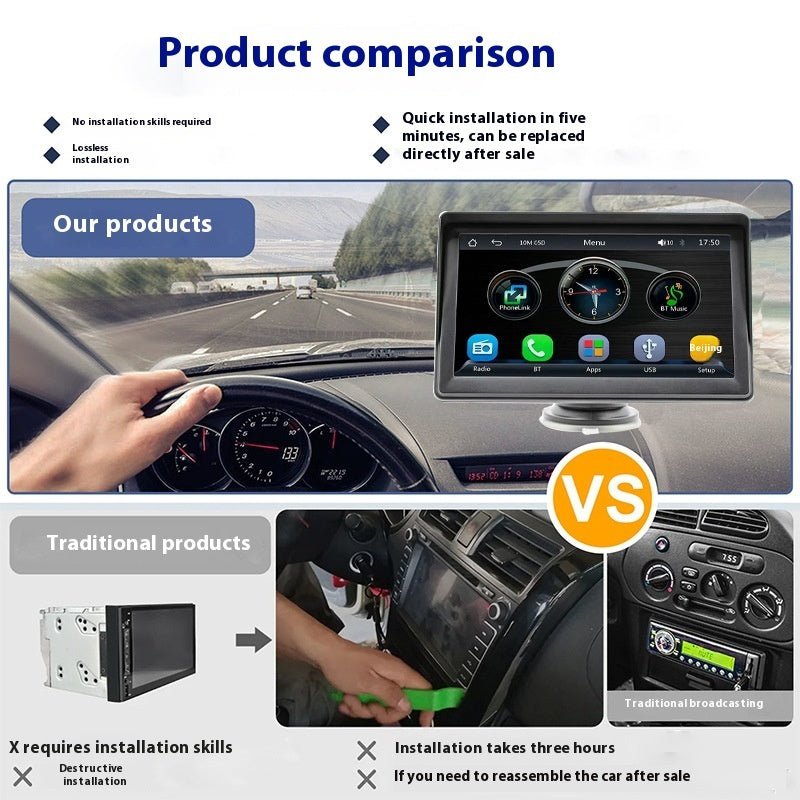 Écran 7 pouces portable voiture sans fil/filaire HD image de recul 1080p-CarPlay - IVOIRART.COM