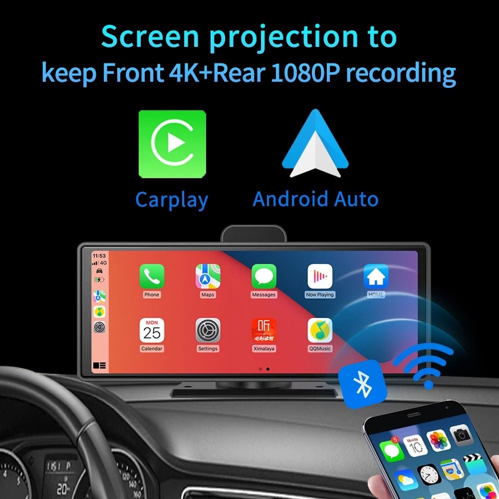 Écran intelligent Avant/arrière - Double enregistrement 1080P, CarPlay Streaming - IVOIRART.COM