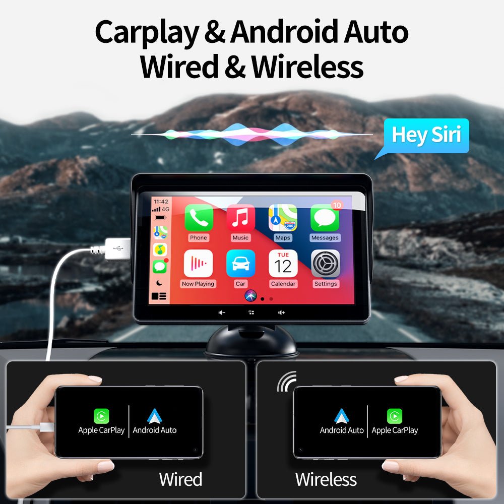 Écran sans fil 7 pouces CarPlay avec Interface allume-cigare et Ventouse Universelle - IVOIRART.COM
