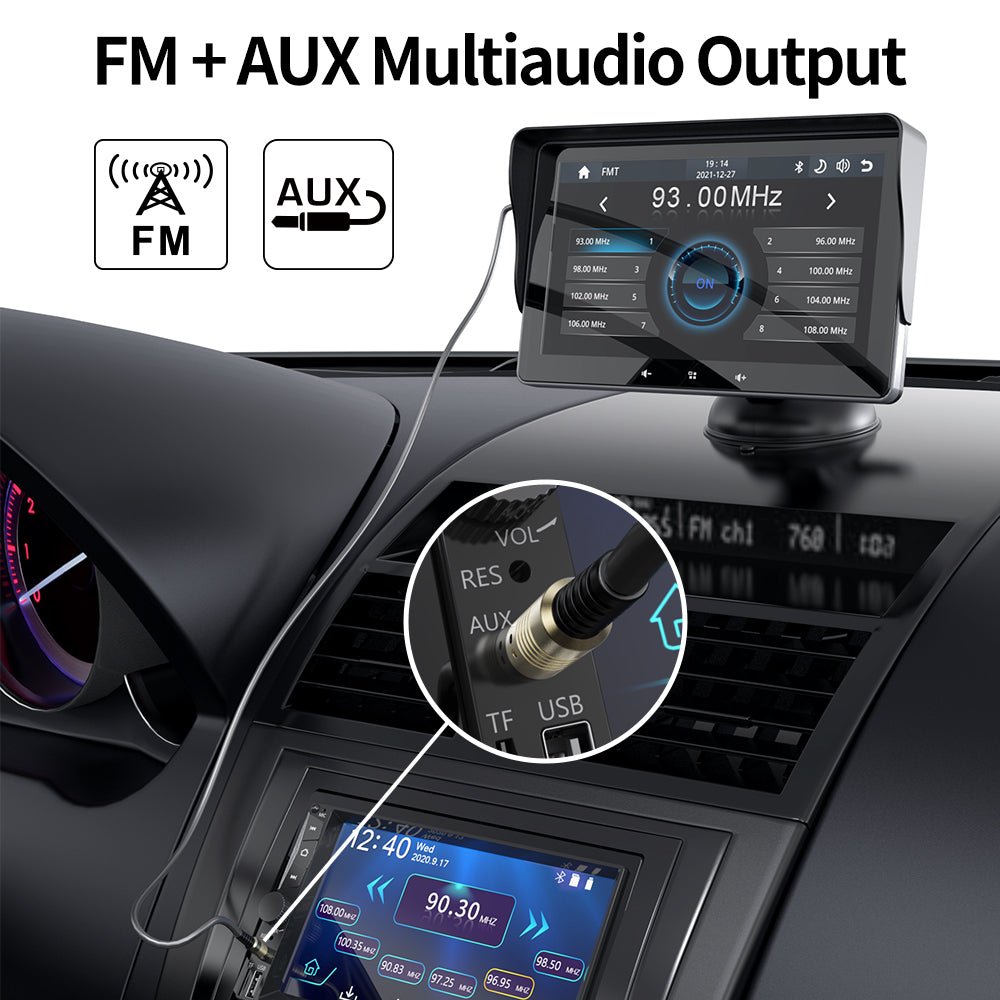 Écran sans fil 7 pouces CarPlay avec Interface allume-cigare et Ventouse Universelle - IVOIRART.COM