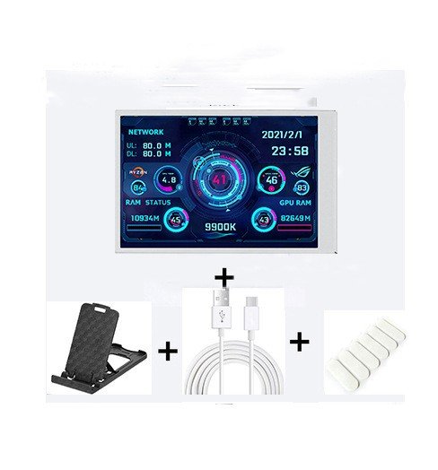 Écran secondaire informatique 8,9 cm IPS grand angle USB châssis avec affichage de date - IVOIRART.COM