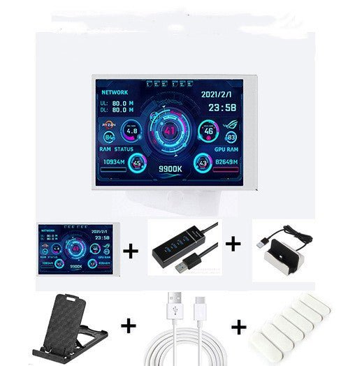 Écran secondaire informatique 8,9 cm IPS grand angle USB châssis avec affichage de date - IVOIRART.COM