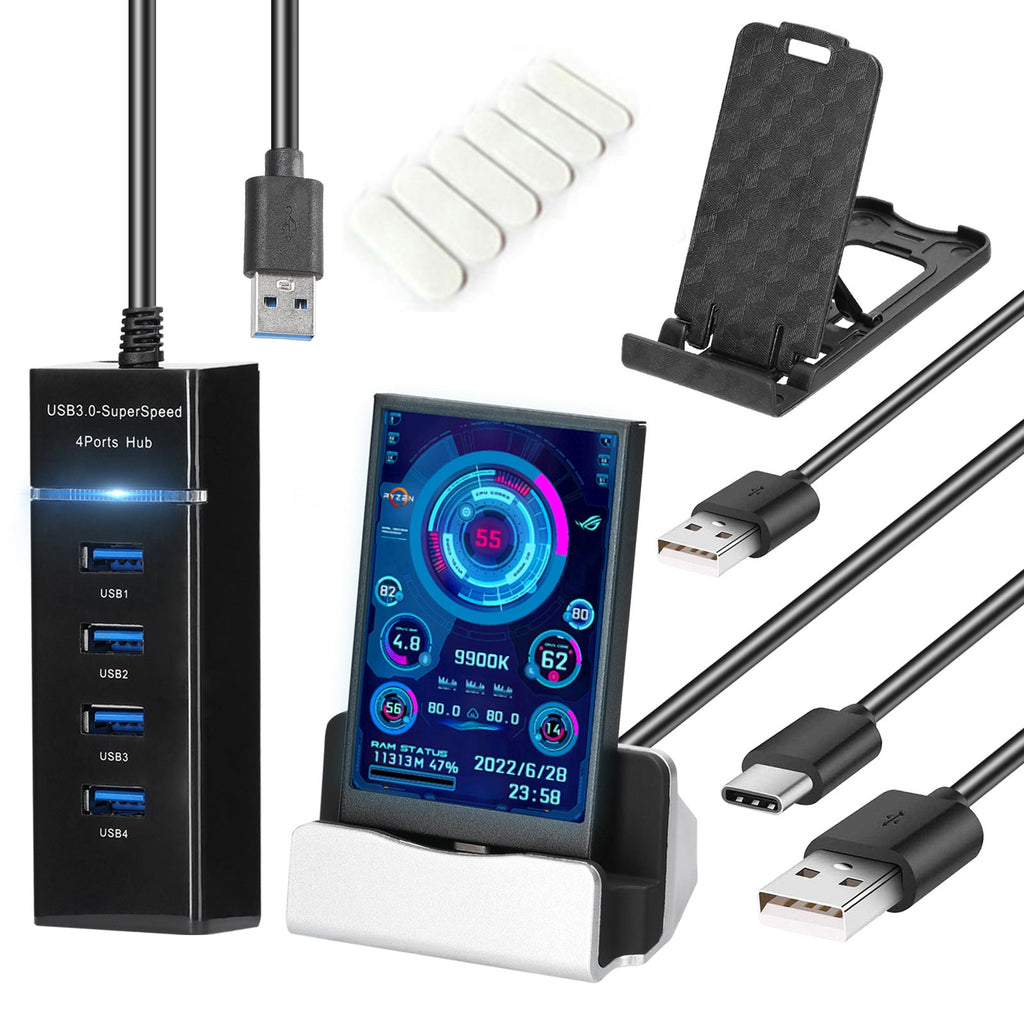Écran secondaire informatique 8,9 cm IPS grand angle USB châssis avec affichage de date - IVOIRART.COM