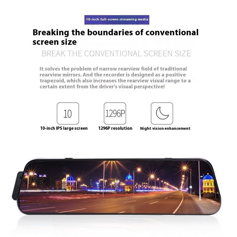 Écran tactile 10" DVR rétroviseur 1440P caméras avant/arrière vision nocturne, HD - IVOIRART.COM