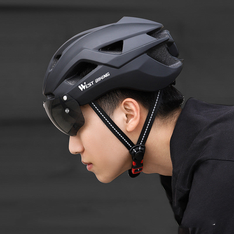 Casque de Vélo Intégré avec Lunettes pour VTT, Vélo de Route et Équipement