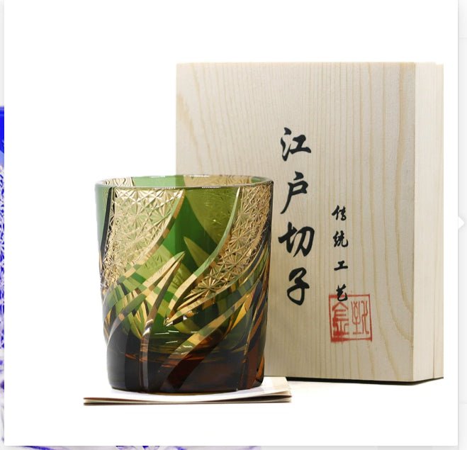 Edo Kiriko Japanese Sake Whiskey Glass Hand Carved Carved Cup Household - IVOIRART.COM