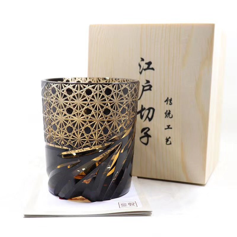 Edo Kiriko Japanese Sake Whiskey Glass Hand Carved Carved Cup Household - IVOIRART.COM