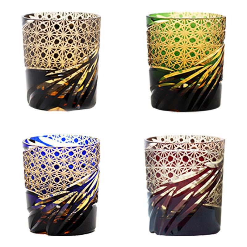 Edo Kiriko Japanese Sake Whiskey Glass Hand Carved Carved Cup Household - IVOIRART.COM