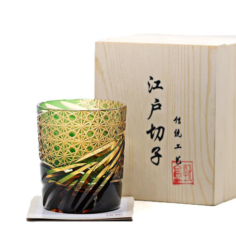Edo Kiriko Japanese Sake Whiskey Glass Hand Carved Carved Cup Household - IVOIRART.COM