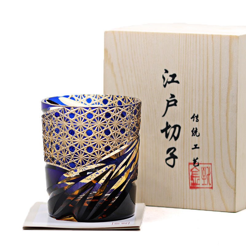 Edo Kiriko Japanese Sake Whiskey Glass Hand Carved Carved Cup Household - IVOIRART.COM
