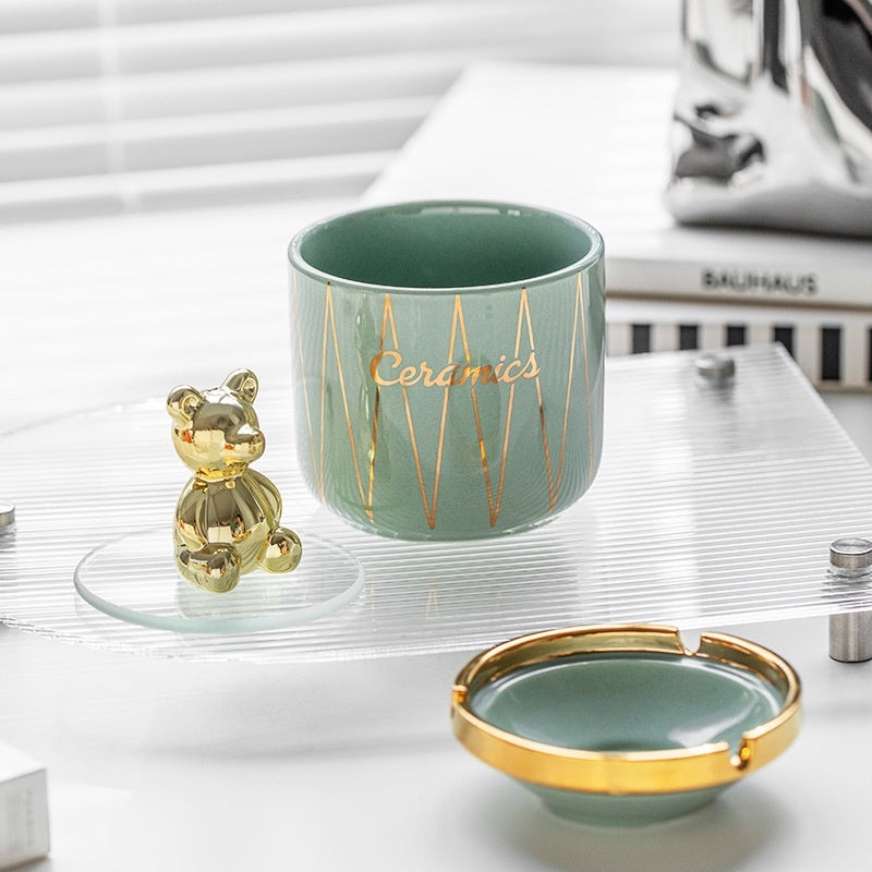 Cendrier en céramique de luxe léger, anti-vol de cendres pour la maison