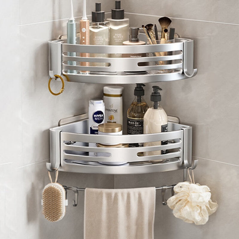Étagère de Rangement d'Angle Surélevée Portable pour Salle de Bain en Aluminium