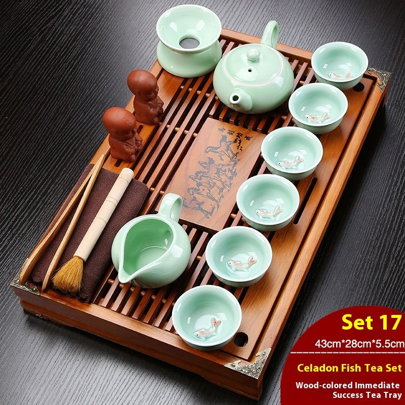 Plateau de salon chinois avec drainage et réservoir d'eau — Plateforme à thé — Service à thé