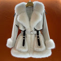 Elegant Big Fur Collar Fur Fur Coat For Women - IVOIRART.COM