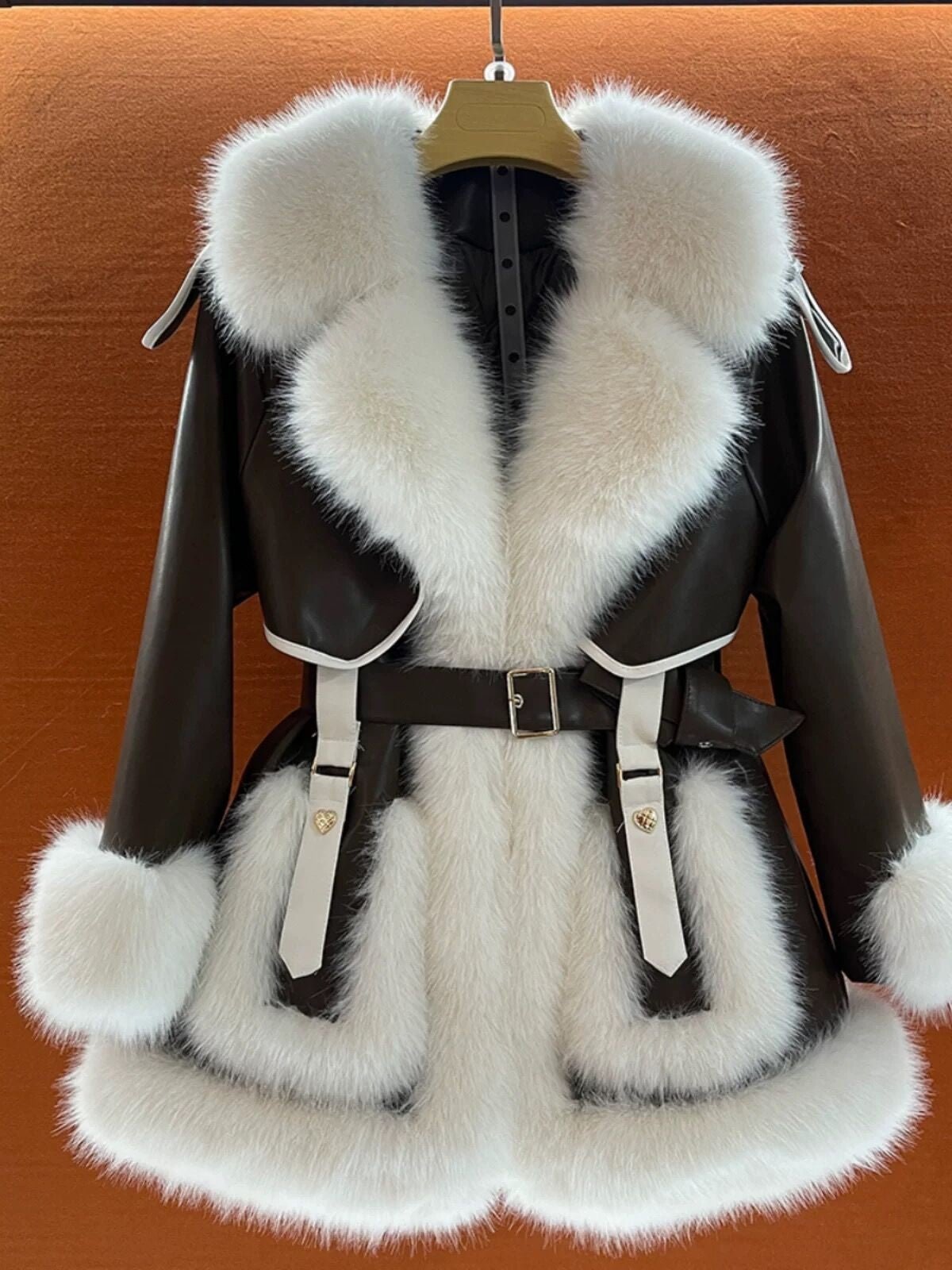 Elegant Big Fur Collar Fur Fur Coat For Women - IVOIRART.COM