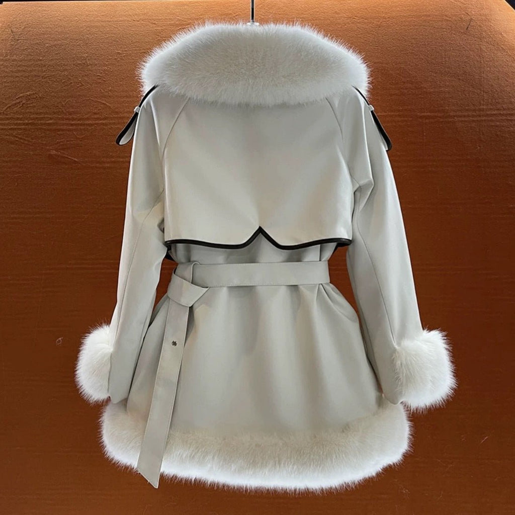 Elegant Big Fur Collar Fur Fur Coat For Women - IVOIRART.COM