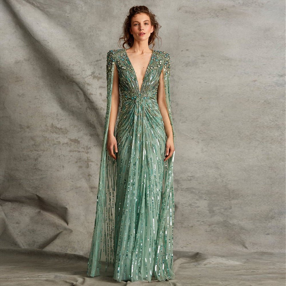 Elegant Long V-neck New Elegant Dress - IVOIRART.COM