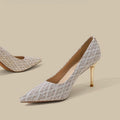 Élégantes Escarpins à Bout Pointu Pailleté, Talon Fin Peu Profond, Chaussures de Mariée Rétro Française Classiques - IVOIRART.COM