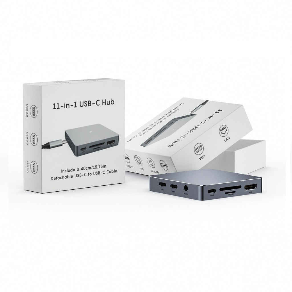Eleven in one type-C docking station usb-c hub expansion HDMI VGA RJ45 USB 3.0 - IVOIRART.COM