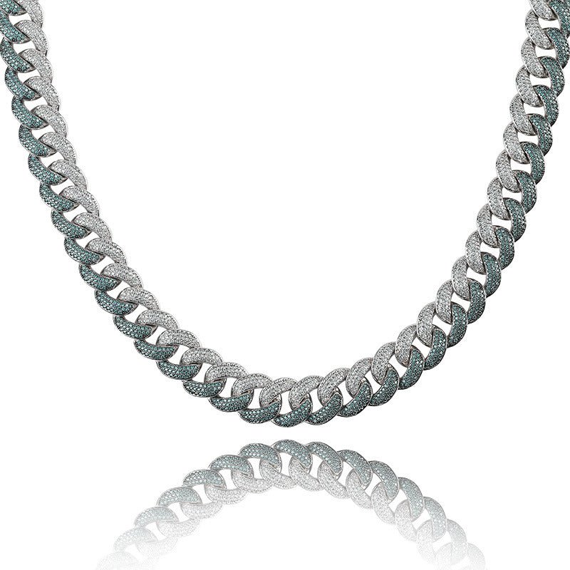 Emerald color men's large Cuban chain - IVOIRART.COM