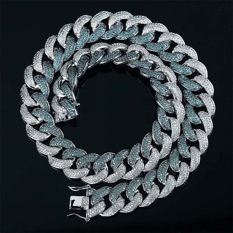 Emerald color men's large Cuban chain - IVOIRART.COM