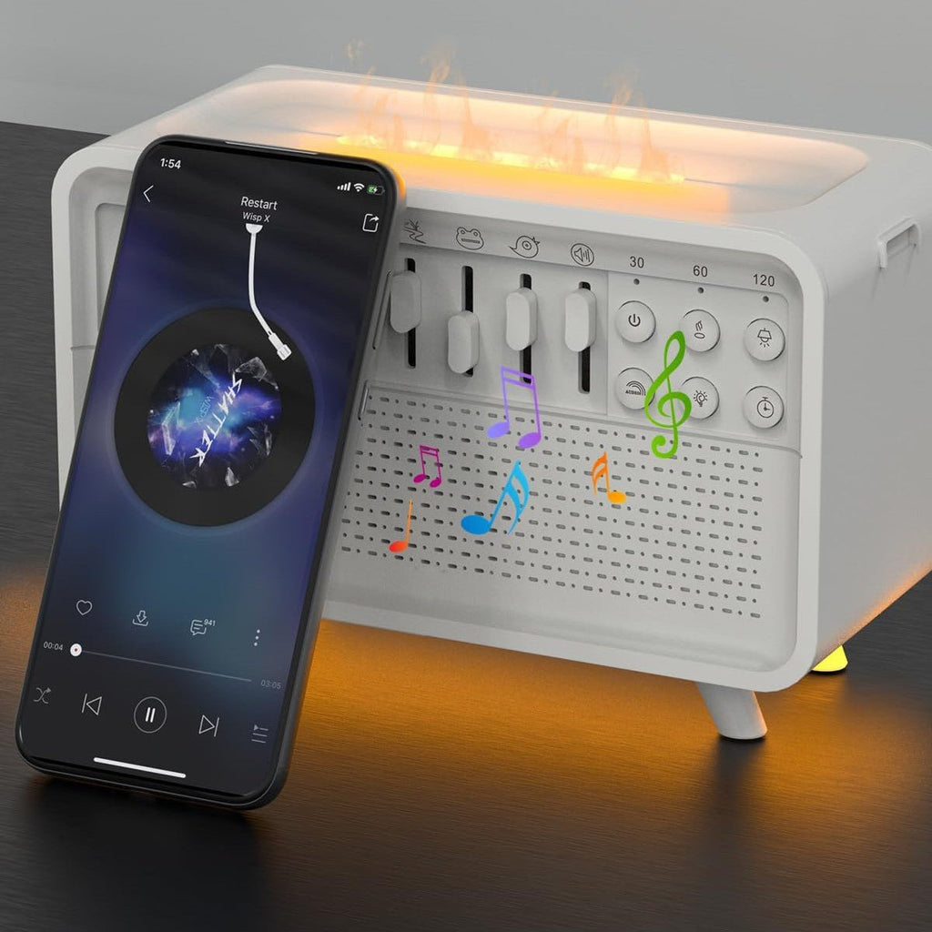 Enceinte Bluetooth 3 en 1 avec bruit blanc, lumière de nuit, humidificateur, 8 sons naturels - IVOIRART.COM