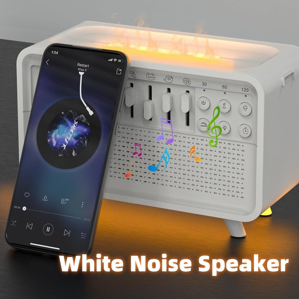 Enceinte Bluetooth 3 en 1 avec bruit blanc, lumière de nuit, humidificateur, 8 sons naturels - IVOIRART.COM