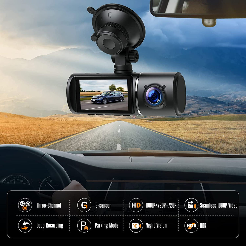 Enregistreur de conduite 3 enregistrements HD avec surveillance avant et arrière. - IVOIRART.COM
