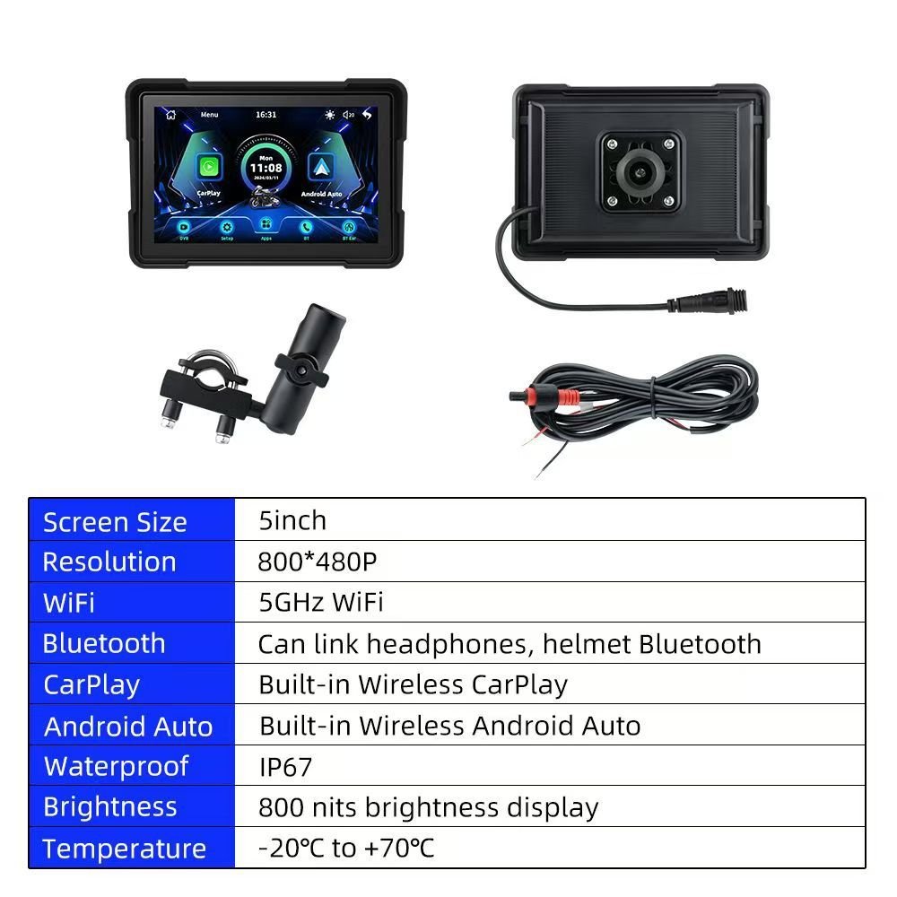 Enregistreur de conduite portable pour véhicule et moto 5'' 5MP 12V 64GB dualcam. - IVOIRART.COM
