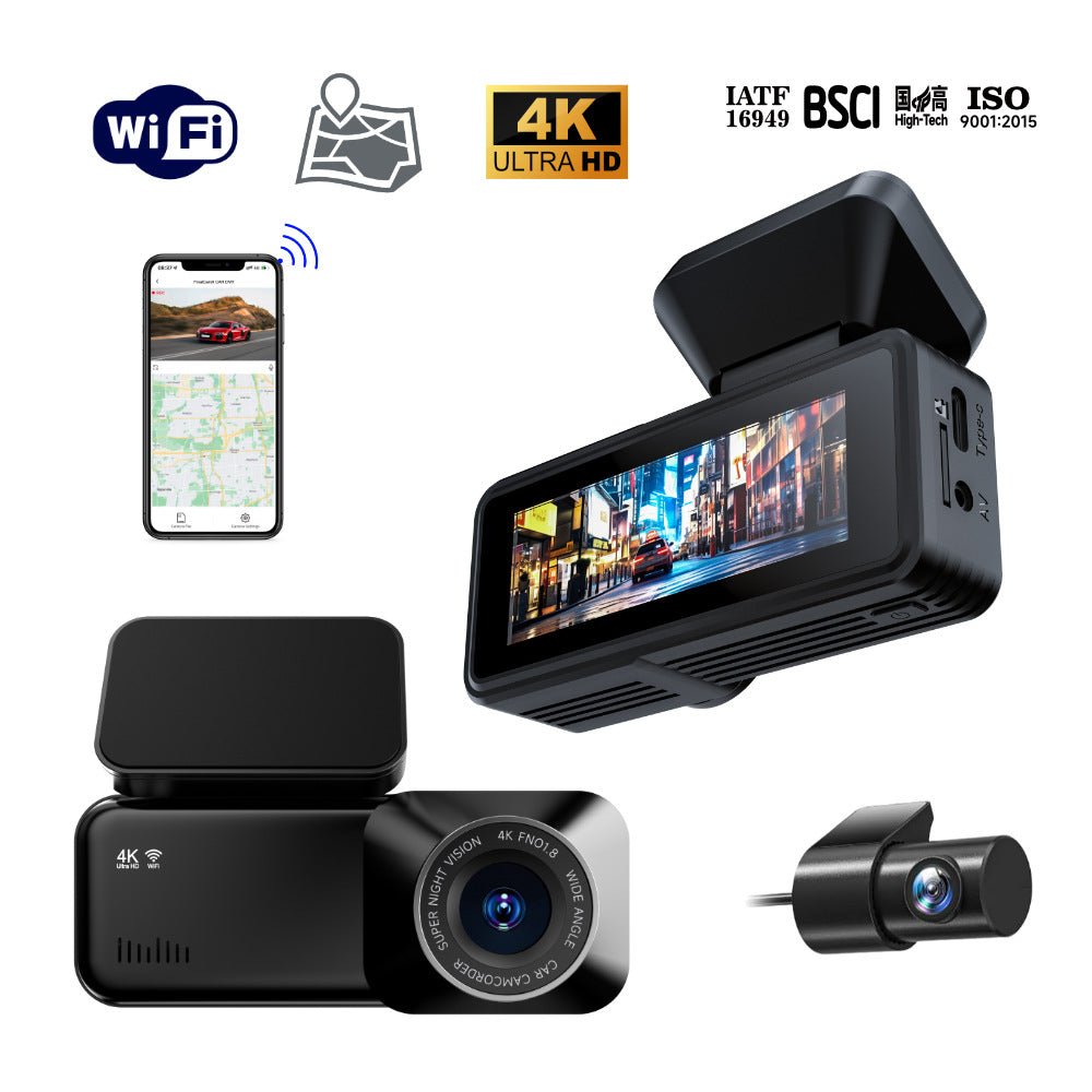Enregistreur de Conduite Vision Nocturne HD 4K 5G WiFi Dash Cam GPS 64G avec GPS - IVOIRART.COM